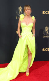 Emmys 2021: Kaley Cuoco Looks so Elegant in Neon Vera Wong Gown
