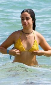 Hot Camila Cabello Displays Her Fit Body in a Yellow Thong Bikini in Miami Beach - 09/20/2021