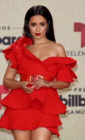 Hot Camila Cabello in Red Elie Saab Dress at The 2021 Billboard Latin Music Awards