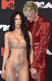 Hot Megan Fox in Sexy See-Through Dress at 2021 MTV VMAs