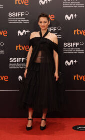 Marion Cotillard Looks Lovely in a Black Chanel Gown at the 2021 San Sebastian Film Festival