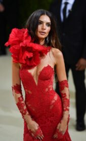 Red Hot Emily Ratajkowski in Vera Wong Gown at The 2021 Met Gala