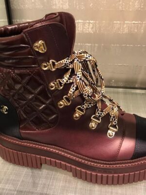 Chanel Fall-Winter 21/22 Burgundy Lace-Up Boots