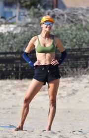 Super Fit Alessandra Ambrosio in a Green Bikini at Santa Monica Beach - 10/10/2021