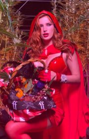 Bella Thorne Looks Fabulous in a Little Red Riding Hood Dress - Halloween 2021