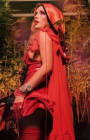 Bella Thorne Looks Fabulous in a Little Red Riding Hood Dress - Halloween 2021