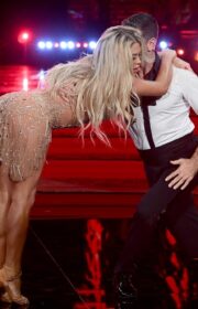 Bianca Gascoigne in a Sparkling Gold Dress on DWTS Italy 2021