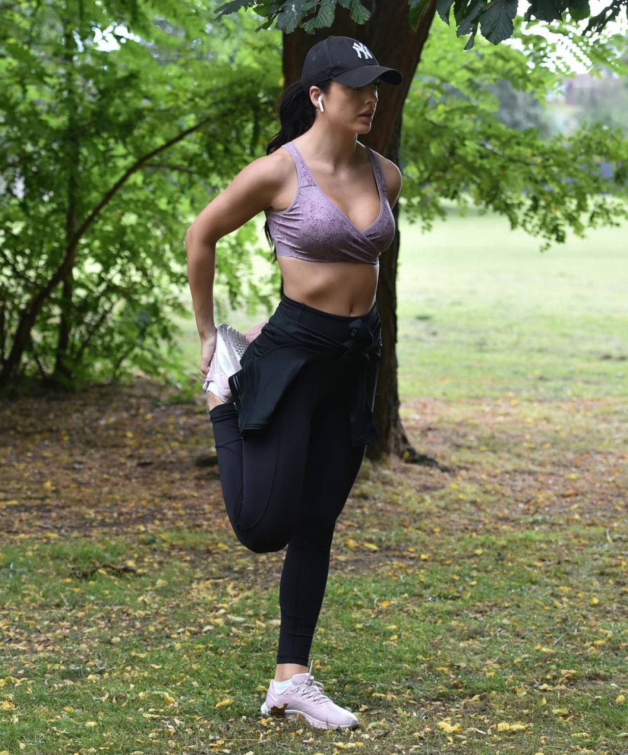 Busty Amy Day Working Out in Sports bra at Richmond Park 2021