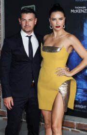 Dazzling Adriana Lima in Yellow Gold Dress at the ‘Last Night In Soho’ LA Premiere