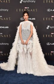 Gemma Chan Looks Pretty in Louis Vuitton Gown at the ‘Eternals’ LA Premiere