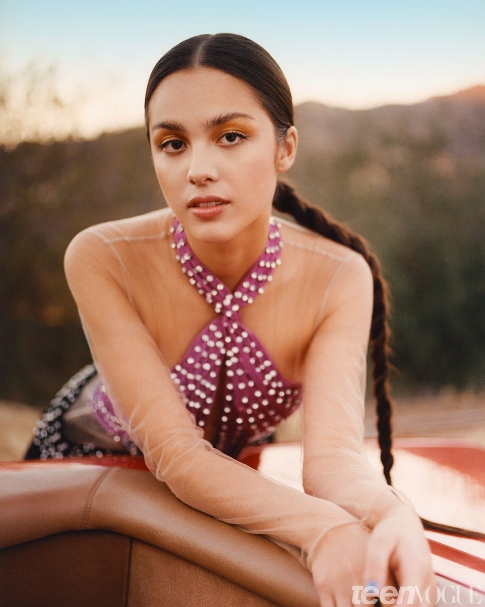 Olivia Rodrigo looked marvellous in Dsquared2 dress and boots in the photoshoot by Josefina Santos for Teen Vogue, October 2021 Edition.