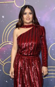 Salma Hayek in a Shiny Red Gown at the 'Eternals' London Premiere 2021