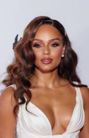 Alicia Aylies in White Gown at the 2021 Global Gift Gala in Paris