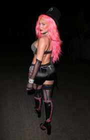 Anastasia Karanikolaou in Pink’s Lady Costume at 2021 Halloween Bash