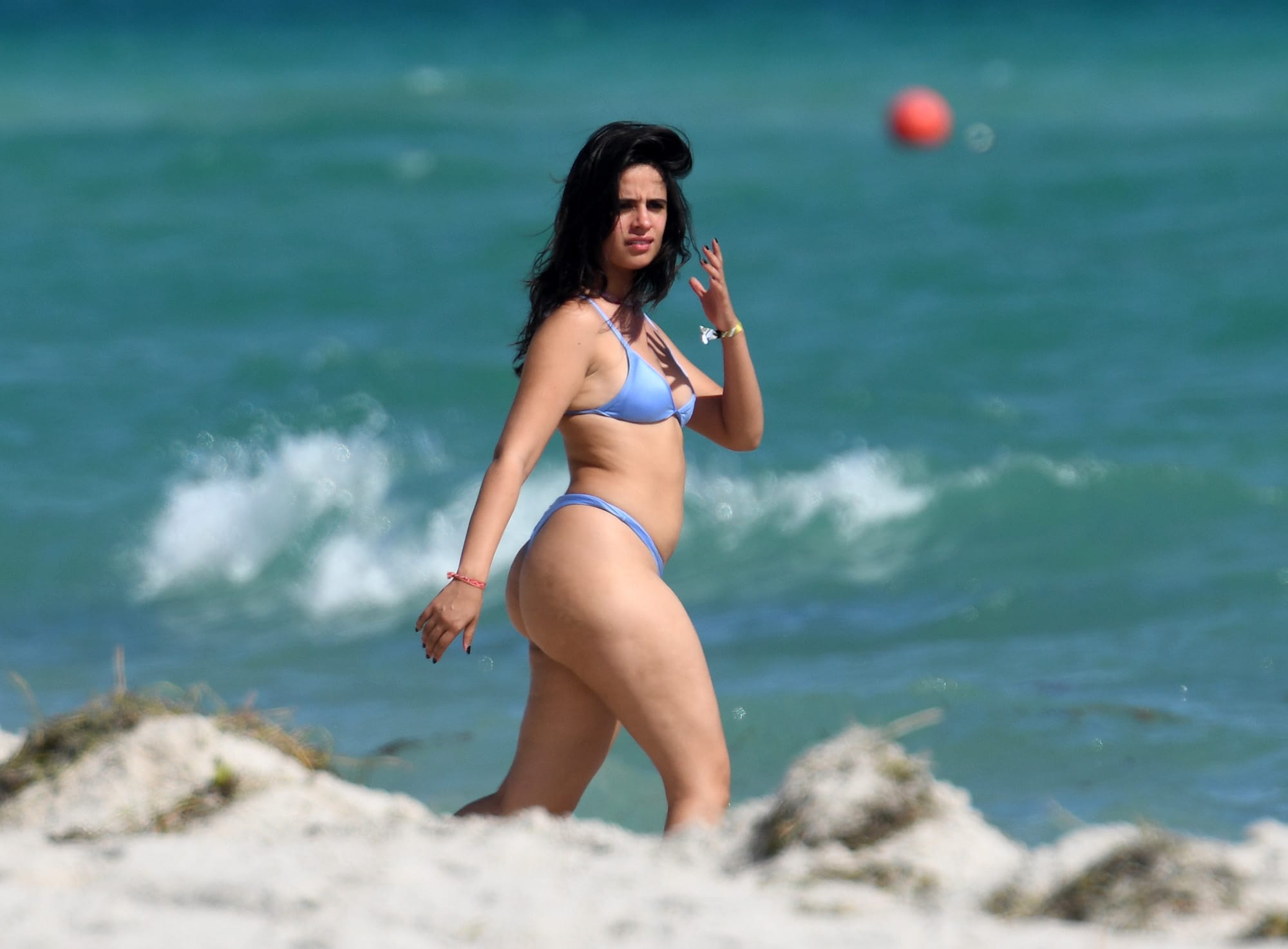 Camila Cabello In Cheeky Blue Bikini Kisses Shawn Mendes In Miami 2021 - Gl...