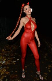 Nicole O'Brien in Red Devil Costume at 2021 Halloween Bash in London