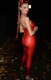 Nicole O'Brien in Red Devil Costume at 2021 Halloween Bash in London