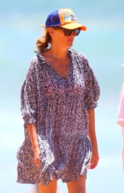 Julia Roberts Pretty in Hot Pink Swimsuit at Sydney Beach 2021