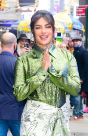 Priyanka Chopra in Green Dress Talks About Her New Matrix Film on GMA