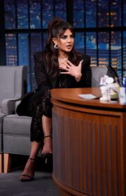 Priyanka Chopra in Sexy Lace Outfit for Late Night With Seth Meyers