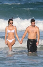 Alessandra Ambrosio Hot Body in White Bikini at a beach in Brazil 2022