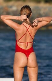 Incredible Kimberley Garner in Red Thong Swimsuit in St. Barts 2022