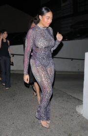 Jordyn Woods Night Out Style in Sheer Dress at Craig’s January 2022