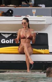 Sensational Alessandra Ambrosio in Sexy Thong Bikini at a Yacht Party