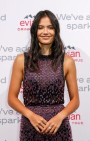 Emma Raducanu in Dior Dress at the Launch of Evian's New Sparkling Water 2022