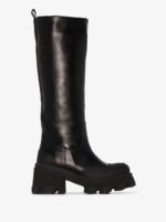 Ganni Black Leather 85 Knee High Boots