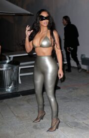 Busty Kim Kardashian in Bikini Top at SKIMS Pop Up Event in Miami, Florida 2022
