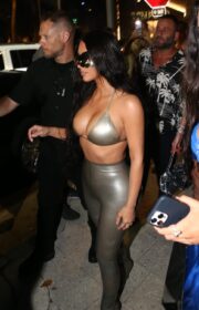 Busty Kim Kardashian in Bikini Top at SKIMS Pop Up Event in Miami, Florida 2022