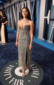 Camila Mendes in Sexy Midi Dress at the 2022 Vanity Fair Oscars Party