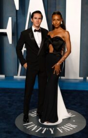 Incredible Jasmine Tookes in Black Dress at the 2022 Vanity Fair Oscars Party