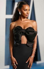 Incredible Jasmine Tookes in Black Dress at the 2022 Vanity Fair Oscars Party