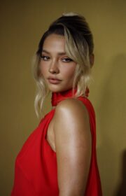 Madelyn Cline in Hot Red Dress at 2022 Vanity Fair's Young Hollywood Party