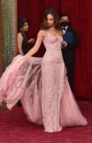 Oscars 2022: Gorgeous Lily James in Versace Dress at 94th Academy Awards