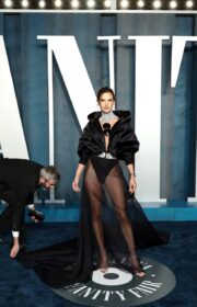 Super Model Alessandra Ambrosio in Sheer Dress at the 2022 Vanity Fair Oscars Party