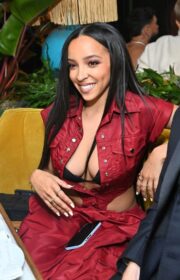 Tinashe Sensual Night Out Style in Red Dress at Olivetta in West Hollywood 2022