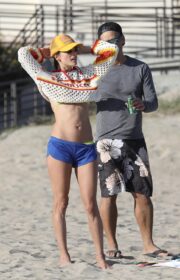 Incredible Alessandra Ambrosio Hot in Lime Green Bikini at Malibu Beach 2022