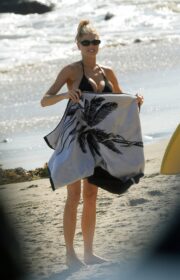 Charlotte McKinney Stunning in Busty Black Bikini at Santa Monica Beach 2022