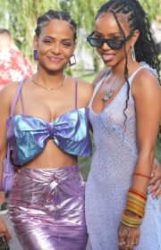 Coachella 2022: Christina Milian in Zara Lilac Top and Sexy Bikini Top
