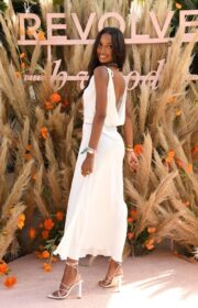 Coachella 2022: Jasmine Tookes in Stunning White Dress at Revolve Festival