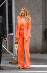 Elegant Blake Lively Street Style In Sergio Hudson Outfits In New York City 2022