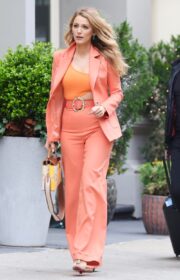 Elegant Blake Lively Street Style In Sergio Hudson Outfits In New York City 2022