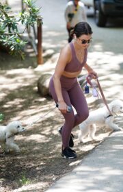 Graceful Lucy Hale Street Style in Purple Outfits in Los Angeles 2022
