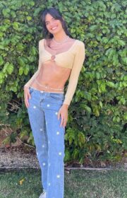 Sara Sampaio in Sexy Majorelle Crop Top at 2022 Coachella Day One