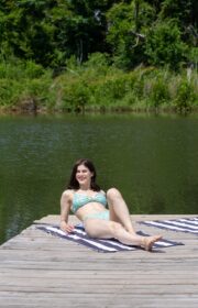 Alexandra Daddario looks Fabulous in a Green Bikini in Louisiana 2022