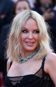 Cannes 2022: Kylie Minogue in Sheer Versace Dress and Buglari Necklace for Elvis Premiere