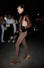 Beauties Hailey Bieber and Kendall Jenner in Leather Outfits Step Out for Party in NYC 2022